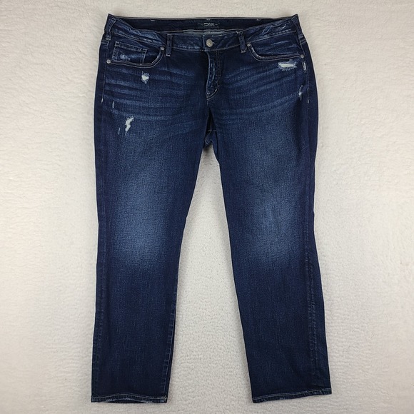 Silver Jeans Womens 18x27 Blue SAM Boyfriend Distress Dark Wash Denim - Picture 1 of 13